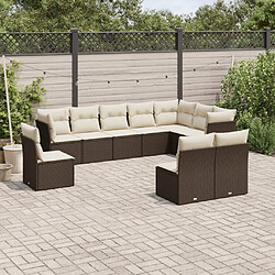 Maison Chic Salon de jardin 10 pcs avec coussins, Ensemble Tables et chaises d'extérieur marron résine tressée -GKD831209