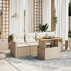 vidaXL Salon de jardin avec coussins 5 pcs beige résine tressée 