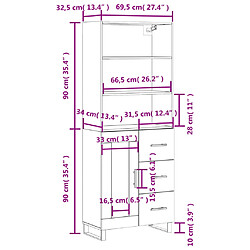 vidaXL Buffet haut Chêne marron 69,5x34x180 cm Bois d'ingénierie pas cher