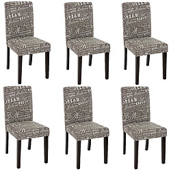 Decoshop26 Lot de 6 chaises de salle à manger en tissu imprimé gris pieds foncés CDS04220 