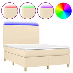 vidaXL Sommier à lattes de lit et matelas et LED Crème 140x190cm Tissu