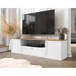 Bestmobilier Francesco - meuble tv - bois et blanc - 182 cm pas cher