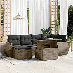 vidaXL Salon de jardin avec coussins 7 pcs gris résine tressée 