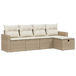 vidaXL Salon de jardin avec coussins 5 pcs beige résine tressée