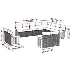 Acheter vidaXL Salon de jardin avec coussins 12 pcs gris résine tressée