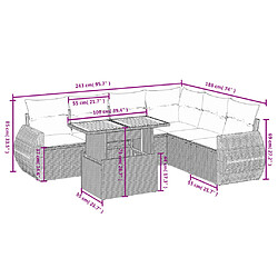 Avis Maison Chic Ensemble Tables et chaises d'extérieur 7pcs avec coussins,Salon de jardin noir résine tressée -GKD432201