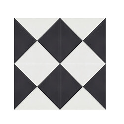 Pegane 4 Carreaux de ciment véritable 0,48m2 / Carreaux de ciment artisanaux coloris noir/blanc pour sol et mur - l.20 x L.20 cm 