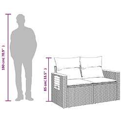 vidaXL Canapé de jardin 2 places avec coussins gris résine tressée pas cher