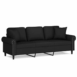 Maison Chic Canapé 3 places avec oreillers,Sofa de Salon,Canapé droit décoratifs noir 180 cm velours -GKD354256