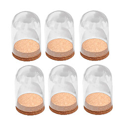 Cloches Verre Accessoire Transparent DIY Set de 6 Cloches Verre Décoration Artisinat avec Plateau en Bois