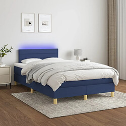 Acheter Maison Chic Lit adulte- Lit + matelas + LED,Sommier à lattes de lit matelas et LED bleu 120x190 cm tissu -GKD52888