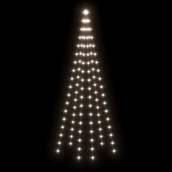 Avis vidaXL Sapin de Noël sur mât de drapeau 108 LED Blanc froid 180 cm