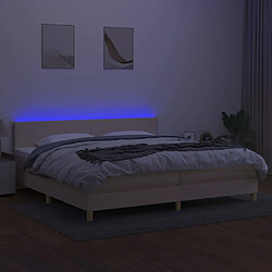 Avis vidaXL Sommier à lattes de lit et matelas et LED Crème 200x200cm Tissu