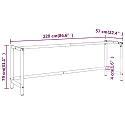 vidaXL Cadre de banc de travail Noir et rouge mat 220x57x79 cm Métal pas cher