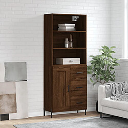 vidaXL Buffet haut Chêne marron 69,5x34x180 cm Bois d'ingénierie