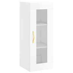 Maison Chic Buffet,Meuble de Rangement,commode pour salon,Cuisine Blanc brillant 34,5x34x180 cm Bois d'ingénierie -MN93668 pas cher