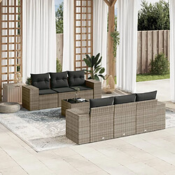 vidaXL Salon de jardin avec coussins 7 pcs gris résine tressée 