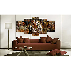 Decoshop26 Tableaux en verre acrylique décoration murale motif Jungle dorée 100x50 cm TVA110156