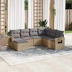 Maison Chic Salon de jardin avec coussins 7 pcs, Ensemble Tables et chaises de jardin, beige résine tressée -GKD506987