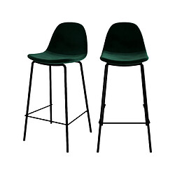 Rendez Vous Deco Chaise pour îlot central Henrik en velours vert foncé 65 cm (lot de 2) 