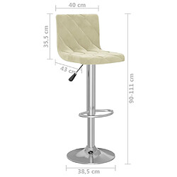 vidaXL Tabourets de bar lot de 2 crème velours pas cher