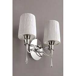 Luminaire Center Applique murale Lucca avec interrupteur 2 Ampoules E27, chrome poli avec Abat jour blancs & cristal transaparent