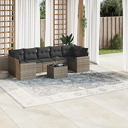 Maison Chic Salon de jardin 8 pcs avec coussins | Ensemble de Table et chaises | Mobilier d'Extérieur gris résine tressée -GKD79725