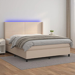 vidaXL Sommier à lattes de lit matelas LED Cappuccino 160x200 cm 