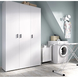 Avis Pegane Armoire de rangement 3 portes coloris blanc - Longueur 116 x Profondeur 35 x Hauteur 190 cm