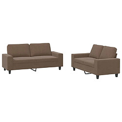 vidaXL Ensemble de canapés 2 pcs marron tissu