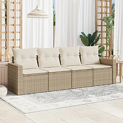 vidaXL Salon de jardin avec coussins 4 pcs beige résine tressée 