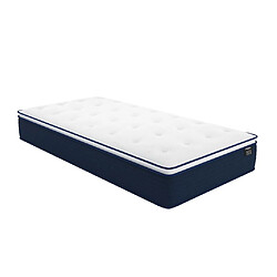 Vente-Unique Ensemble 90 x 190 cm sommier coffre naturel clair + matelas ressorts ensachés et surmatelas intégré ép.24cm - ALTIER de YSMÉE