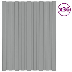 vidaXL Panneaux de toiture 36 pcs Acier galvanisé Gris 60x45 cm