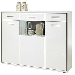 Pegane Buffet coloris blanc brillant - Longueur 153 x Hauteur 121 x Profondeur 45 cm