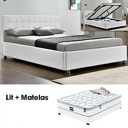 Meubler Design Lit Complet Capitole + Matelas Romance 160 Blanc 