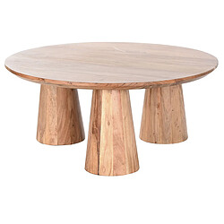 Pegane Table basse, table de salon en bois d'acacia coloris naturel - diamètre 100 x Hauteur 43 cm