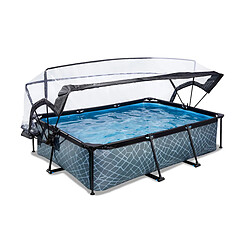 Piscine tubulaire Stone rectangulaire 2,20 x 1,50 x 0,65 m avec dôme - Exit Toys