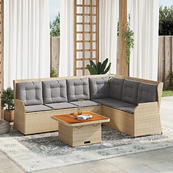 vidaXL Salon de jardin avec coussins 5 pcs beige résine tressée 