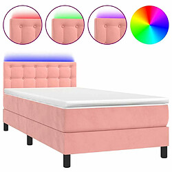 Sommier à lattes et LED,Cadre à lattes de lit avec matelas pour Adulte Rose 100x200 cm -MN75795