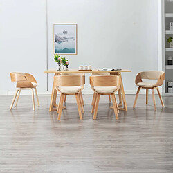 vidaXL Chaises à manger lot de 6 crème bois courbé et similicuir 