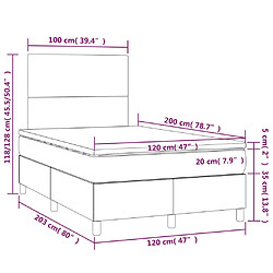 vidaXL Sommier à lattes de lit et matelas et LED Gris foncé 120x200 cm pas cher