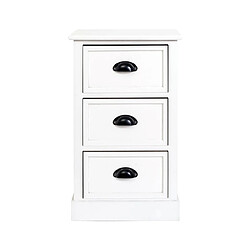 Mobili Rebecca Table de Nuit Chevet 3 Tiroirs Blanc Classique 63x37x27