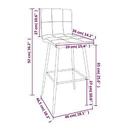 vidaXL Tabouret de bar Noir Velours pas cher