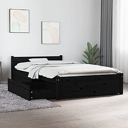 vidaXL Cadre de lit sans matelas avec tiroirs Noir 90x200 cm