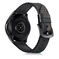 Wewoo Bracelet pour montre connectée appliquer le cuir actif en fibre de carbonne Samsung Galaxy Watch 22mm avec la bande de sports de silicone noir + brun