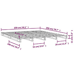 vidaXL Lit de palette 150x200 cm bois de pin massif très grand pas cher