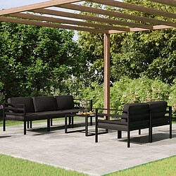 Maison Chic Ensemble Tables et chaises d'extérieur 6pcs avec coussins,Salon de jardin Aluminium Anthracite -GKD484015