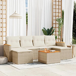 vidaXL Salon de jardin avec coussins 7 pcs beige résine tressée