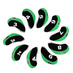 10 pcs Néoprène Golf Club Head Couvre Wedge Fer De Protection Noir + Vert