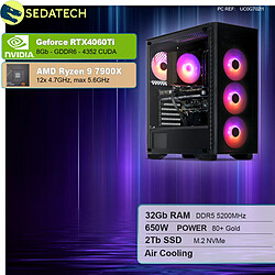 Sedatech PC Gamer • AMD Ryzen 9 7900X • RTX4060Ti • 32Go DDR5 • 2To SSD M.2 • sans OS